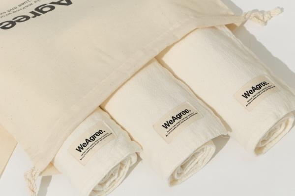 [자취SALE] 세탁되어 바로쓰는 무형광 소창수건 5장,3장(+광목파우치/십자박음)