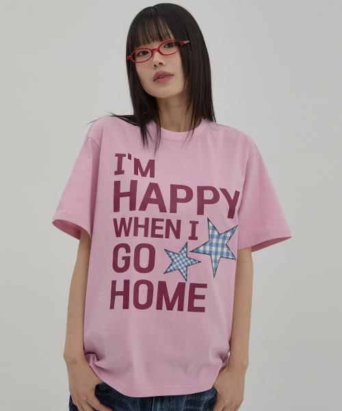 I am HAPPY 반팔티셔츠 핑크