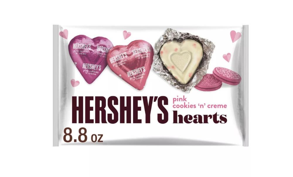 허쉬 키세스 발렌타인데이 쿠키앤 크림, 엑스트라 크리미 밀크 하트 초콜릿 260g