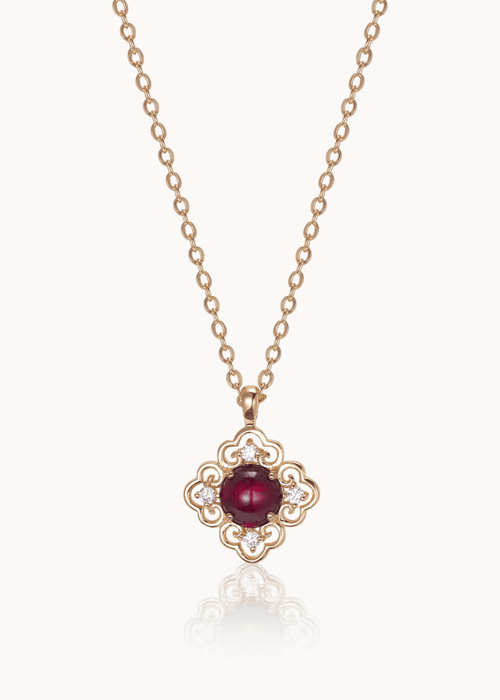 Eun-mun Cloud Pattern Necklace - Rhodolite Garnet