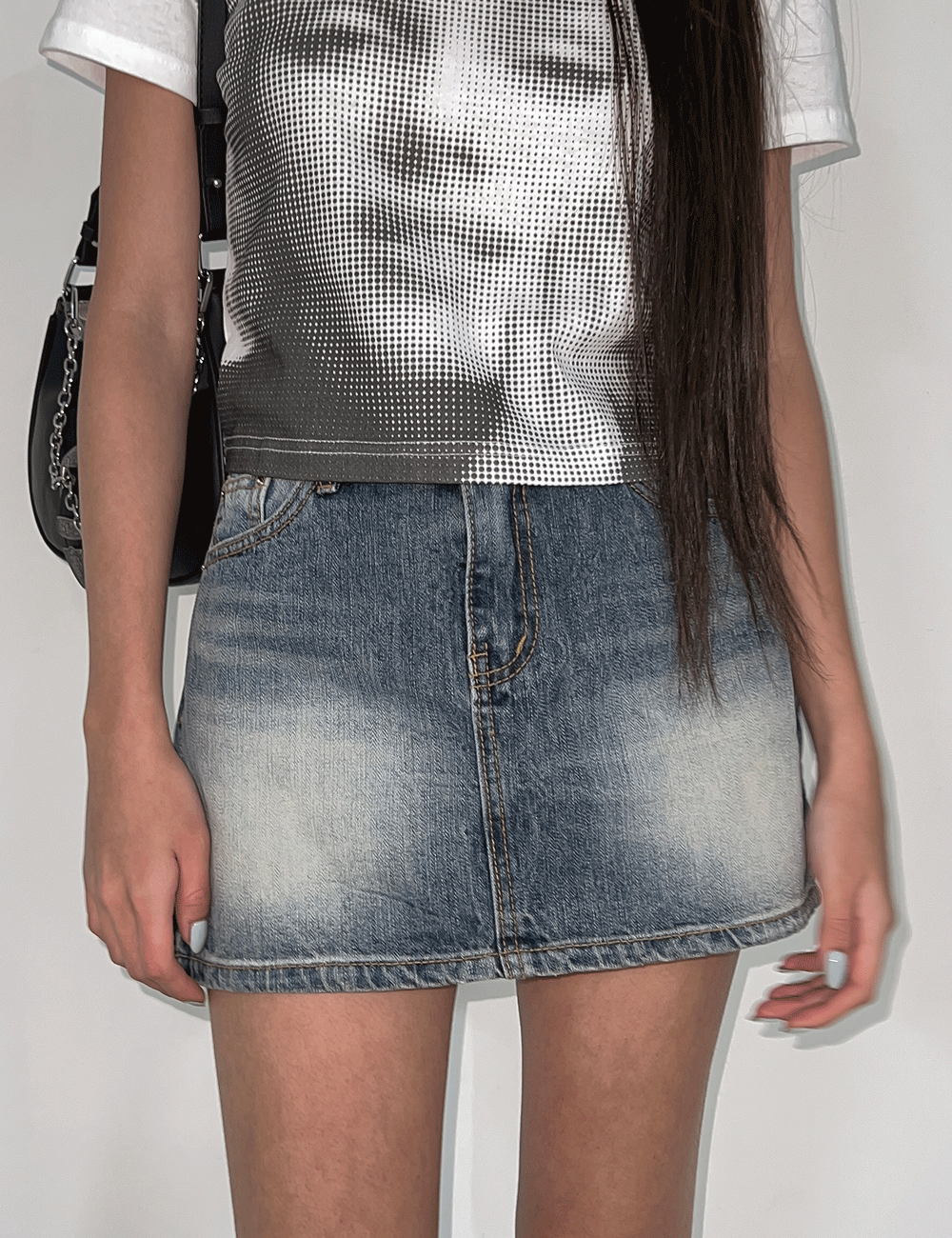 DOUBLE WASHING DENIM MINI SK / 더블워싱 데님 미니스커트
