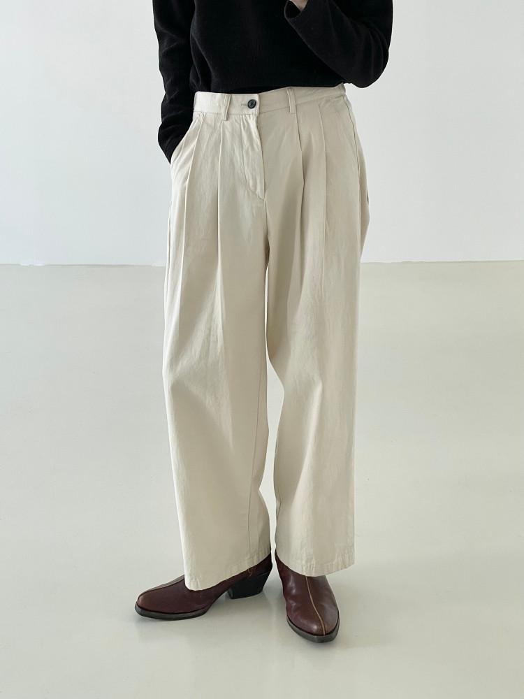 Madeleine cotton pants 매들라인 와이드 투턱 코튼 팬츠  핀턱 면 바지