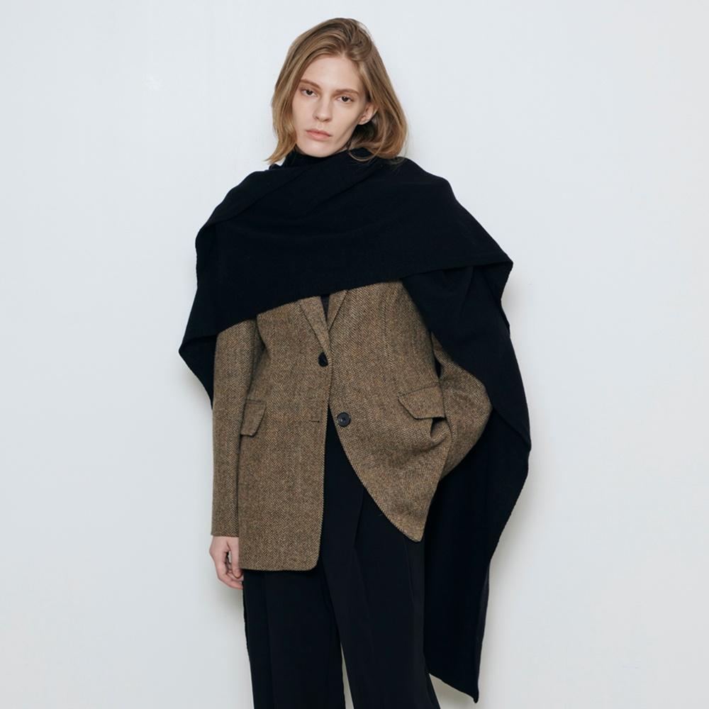 Cashmere Blended Two-way Shawl_Black