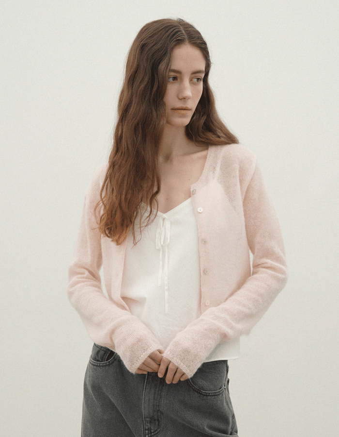 [2nd] [made] Kid mohair cardigan_pink