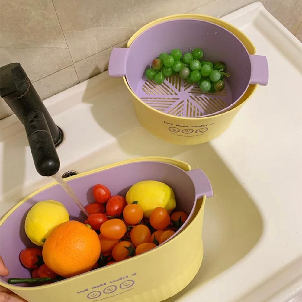유니크 컬러 배색 채반 과일 야채 믹싱볼 채망 물빠짐 바구니 새달바스켓