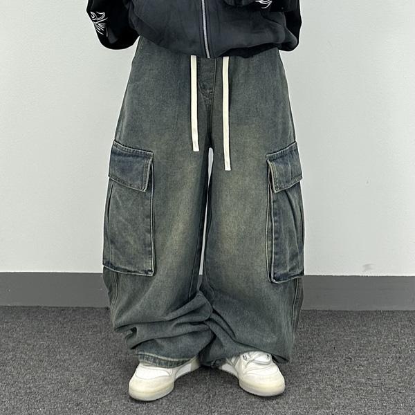 스냅 카고 와이드 팬츠