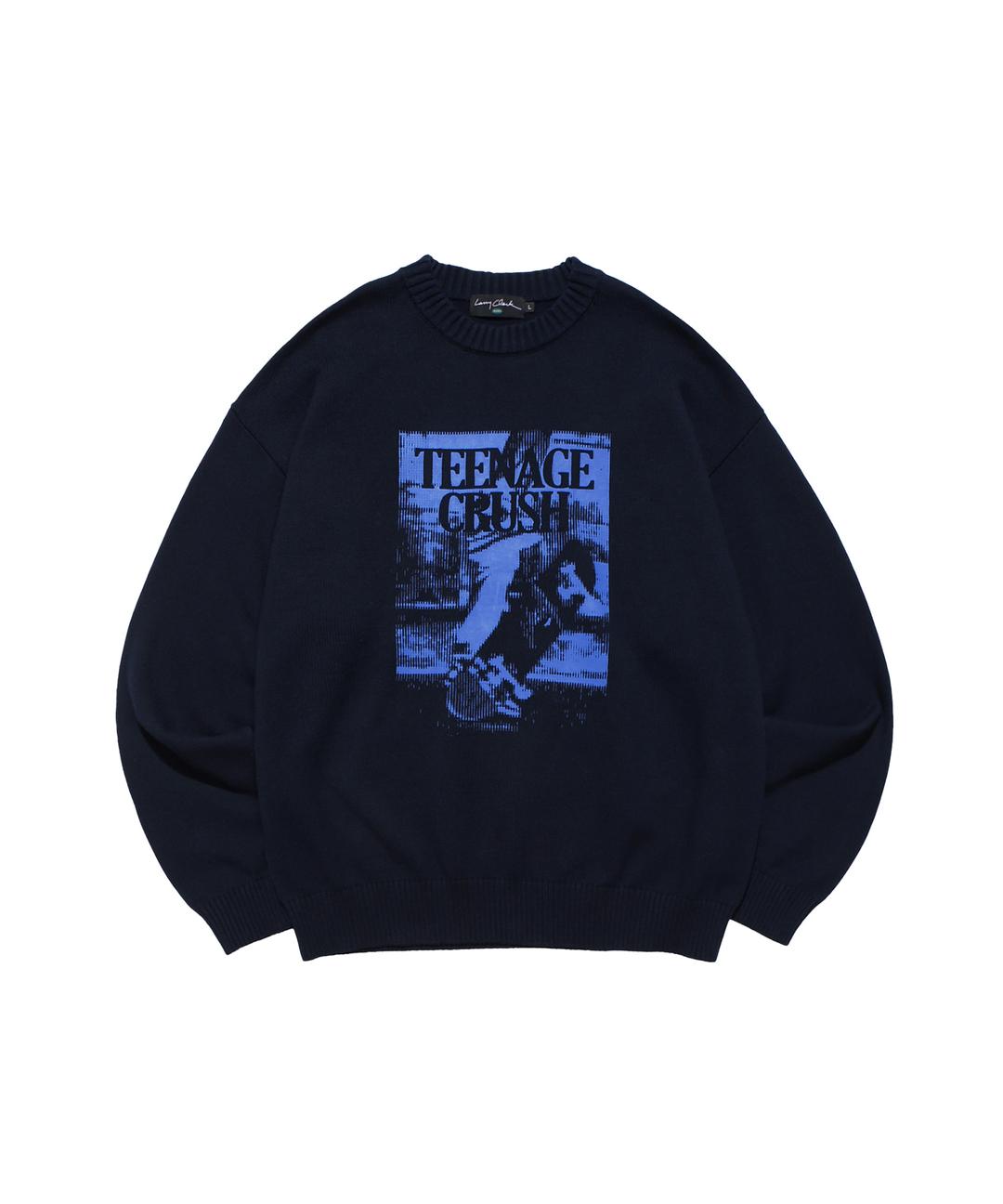 SMELL OF US SKATE KNIT CREWNECK NAVY