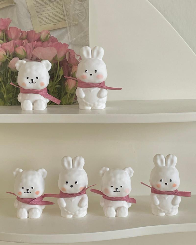 (1+1) 뽀글이 토끼 곰돌이 차량용 석고방향제 무료선물포장