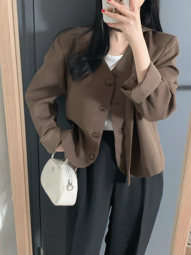 [당일발송/브라운] 어톤 노카라 타이 자켓