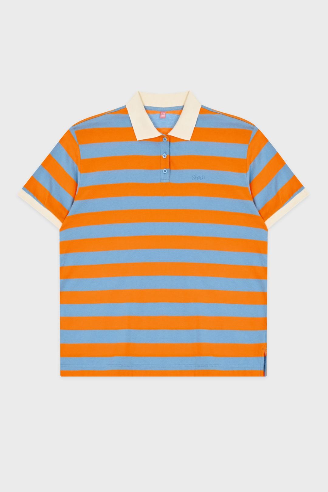 Bold Stripe Half Sleeve PK Shirt (Orange)