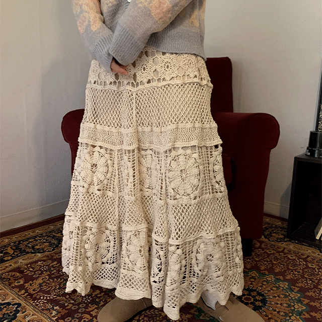 Net lace vintage skirt 2 color