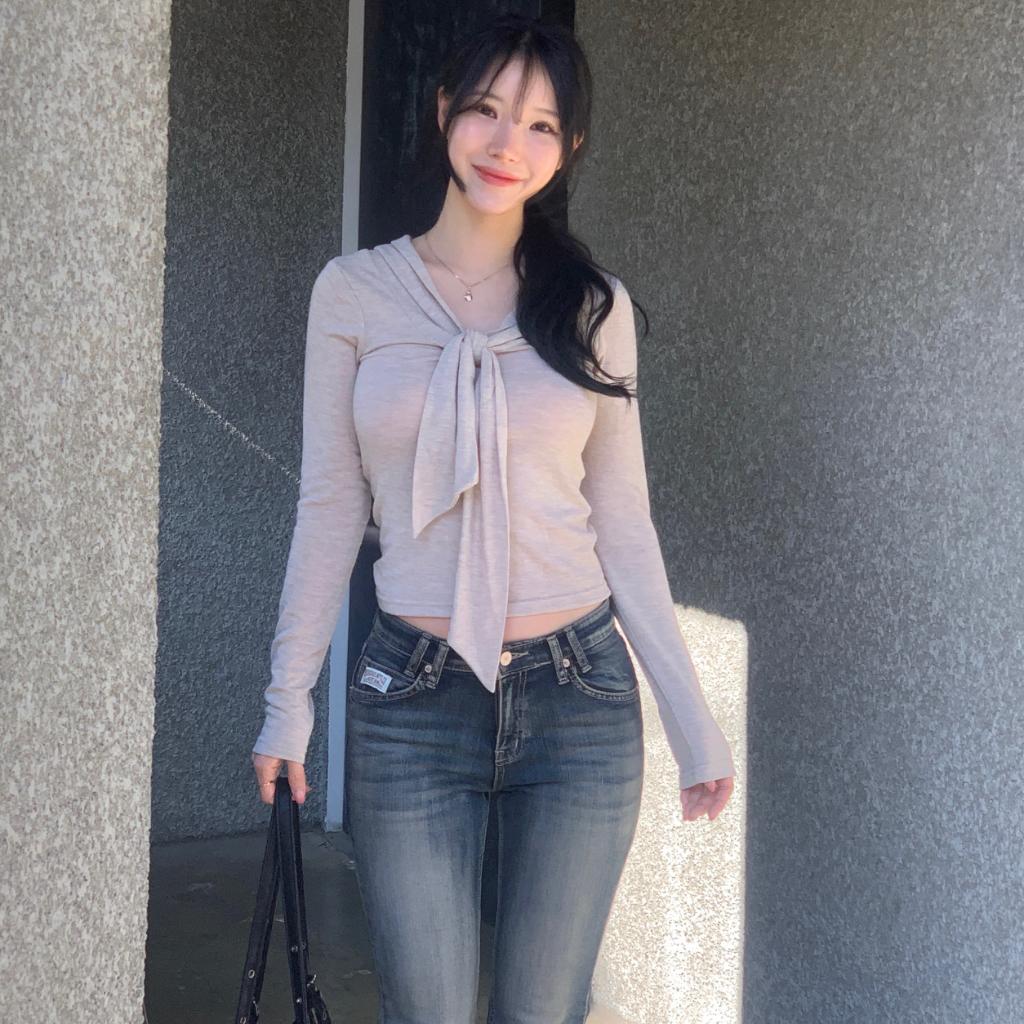 [ 주문폭주 3/31출고 66가능 ] 하객룩추천! 단정한 스카프타이티셔츠 (2color)