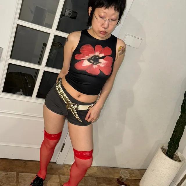 입고지연/주문순차출고)레드 플라워 프린트 탱크 탑