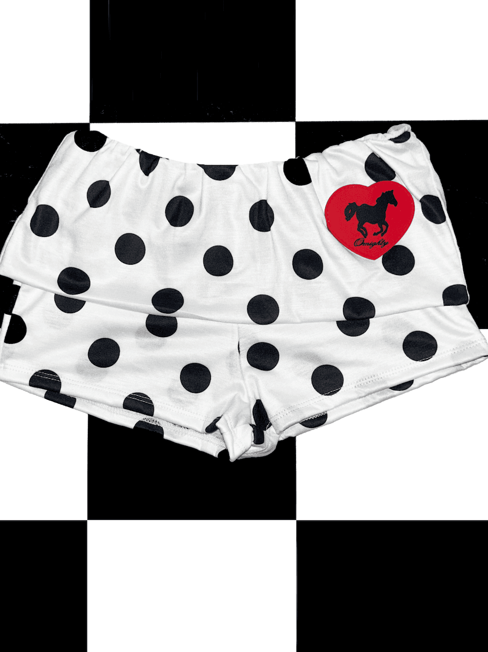 HORSE BOYSHORT IN FULL WHITE POLKA