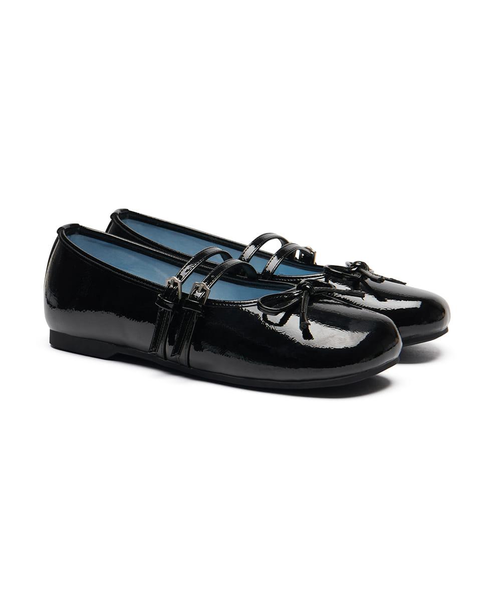 [이수민 착용][03.28이내 출고] SQUARE TOE TWO STRAP MARYJANES(ENAMEL) - BLACK