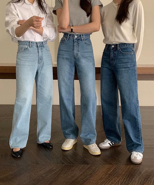 오브뮤트 [숏,롱/MADE] 베이스 와이드 일자핏 데님