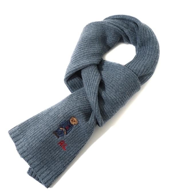 데님진 베어 자수 울 머플러 (PC1034-402)