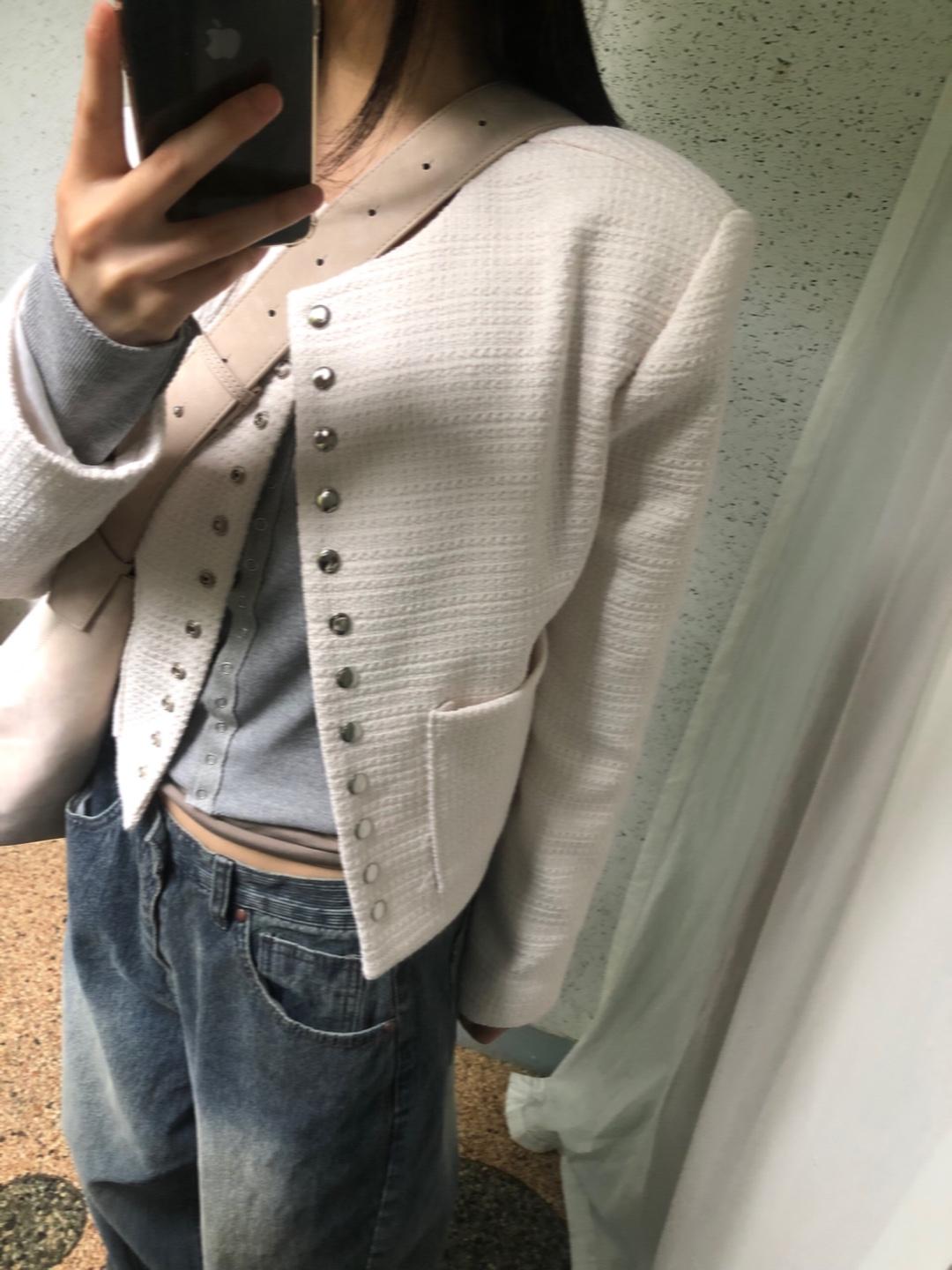 스냅 트위드 자켓(2colors)