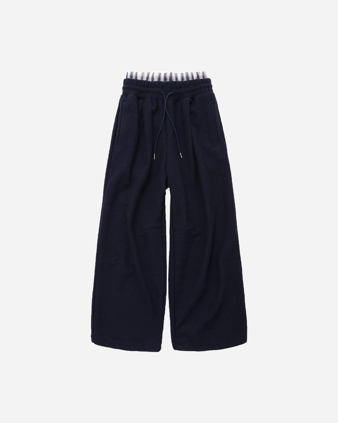 CHECK LAYERED JOGGER PANTS (DARK NAVY)