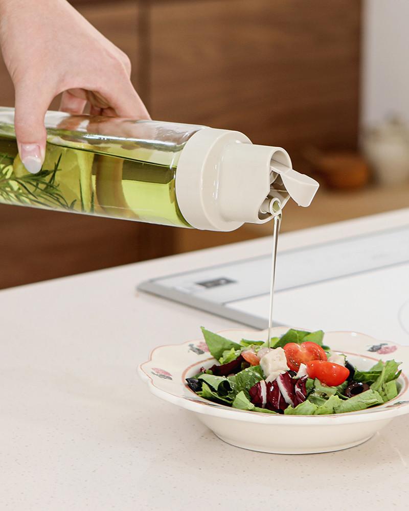 로망키친 아이보리 유리 자동개폐 스마트 오일병