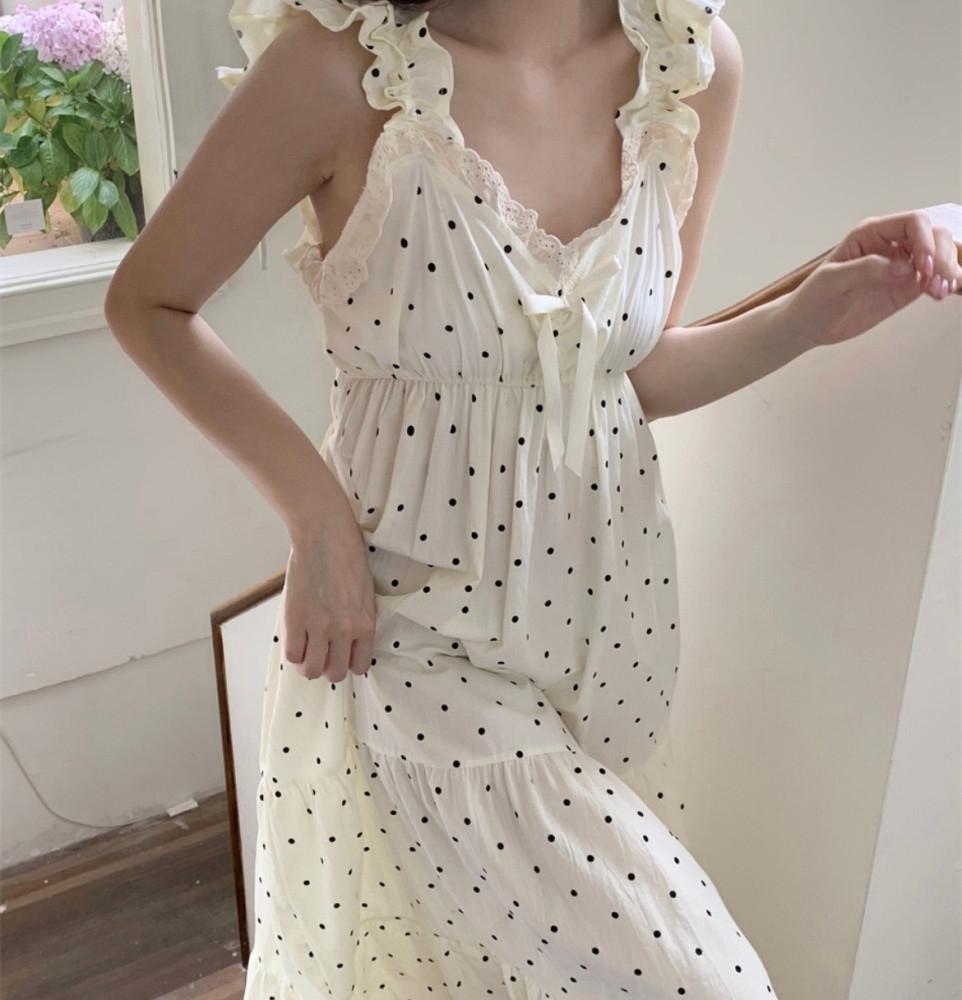 나시 원피스잠옷 케미 도트 파자마 자취 집꾸미기 홈웨어