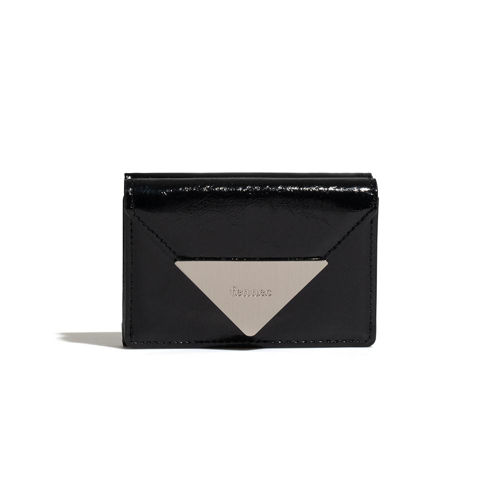 CRINKLE TRIANGLE TRIPLE WALLET D - BLACK