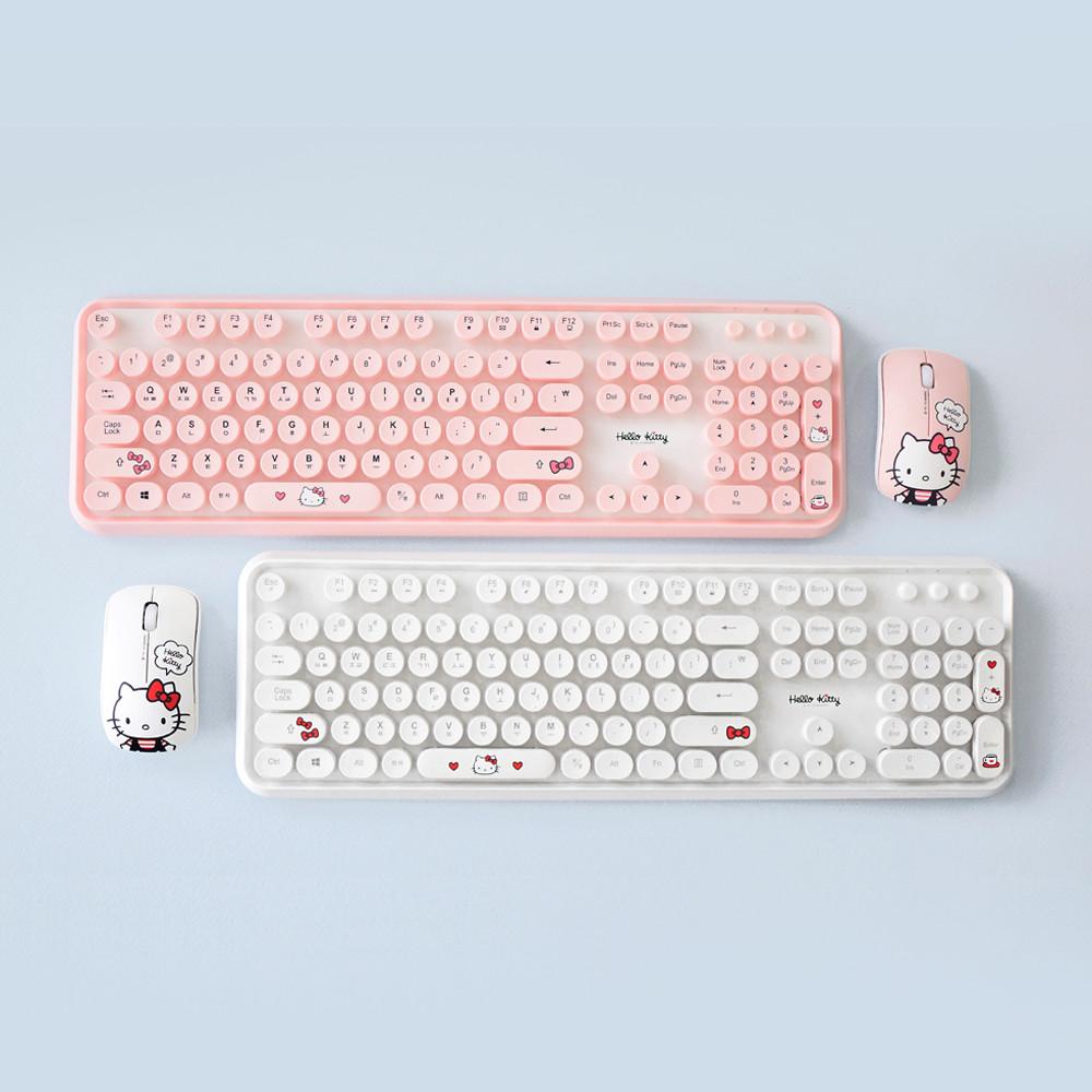 헬로키티 레트로 무선 키보드 마우스 세트 (마우스 패드 증정)