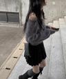 요니 앙고라 스퀘어 오프 니트  (2color)