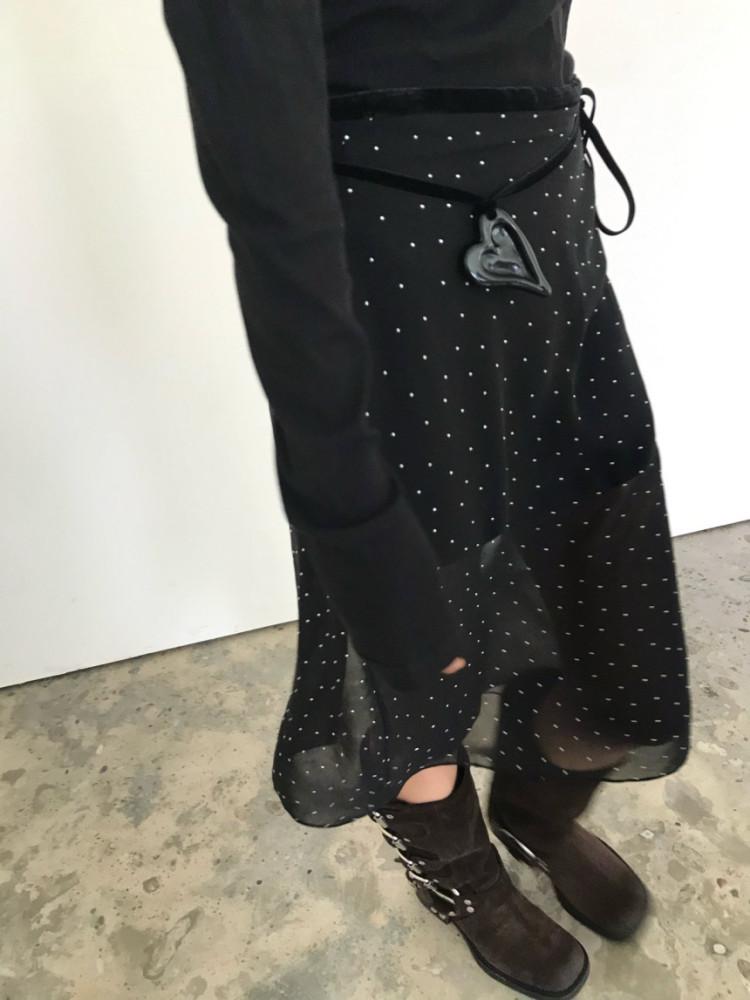 [아이S블랙M당일] weare 위아 허밍 쉬폰 레이어드 스커트 (2col)