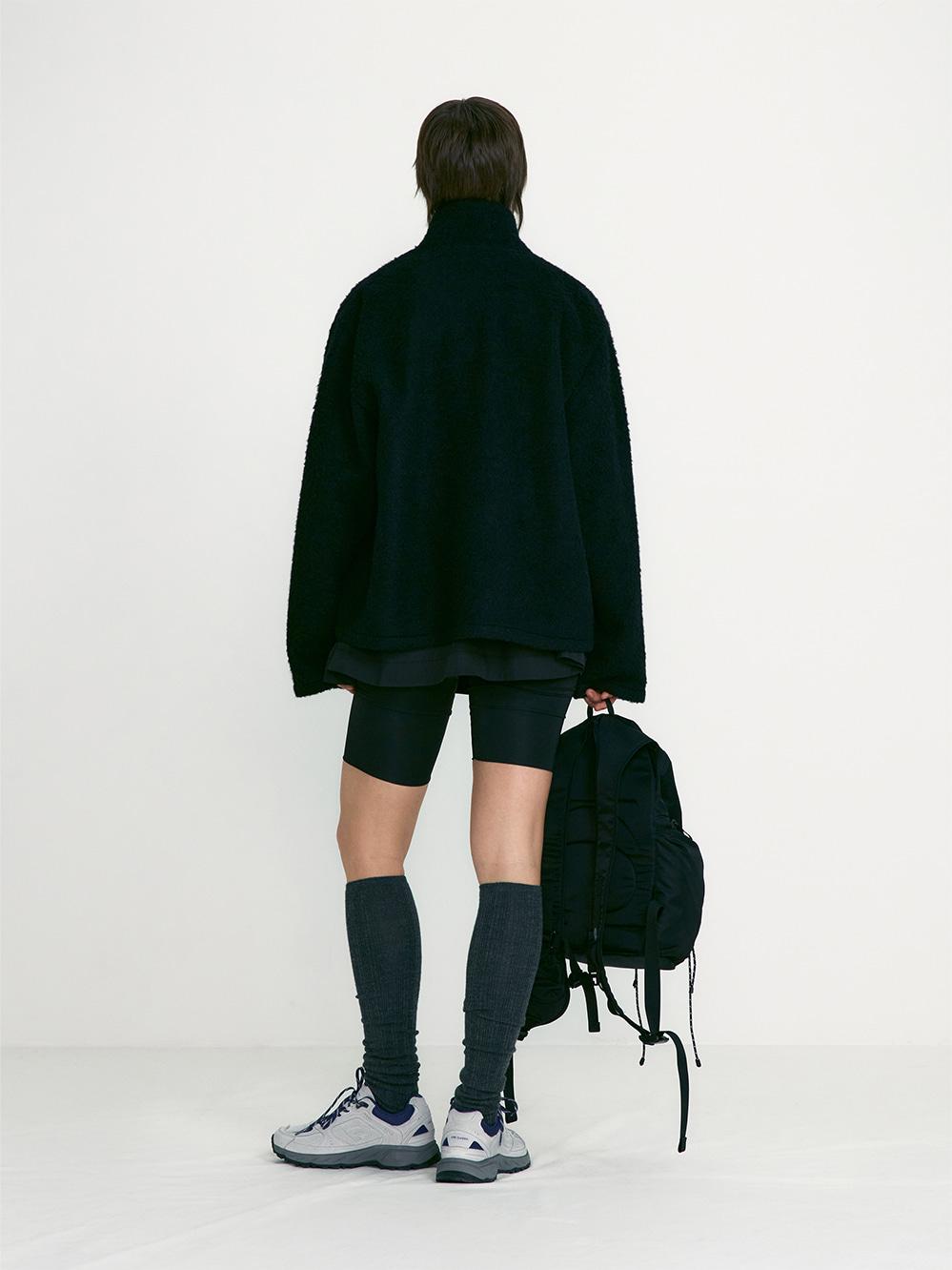 HAIRY BOUCLE ZIP SHIRT JACKET_BLACK