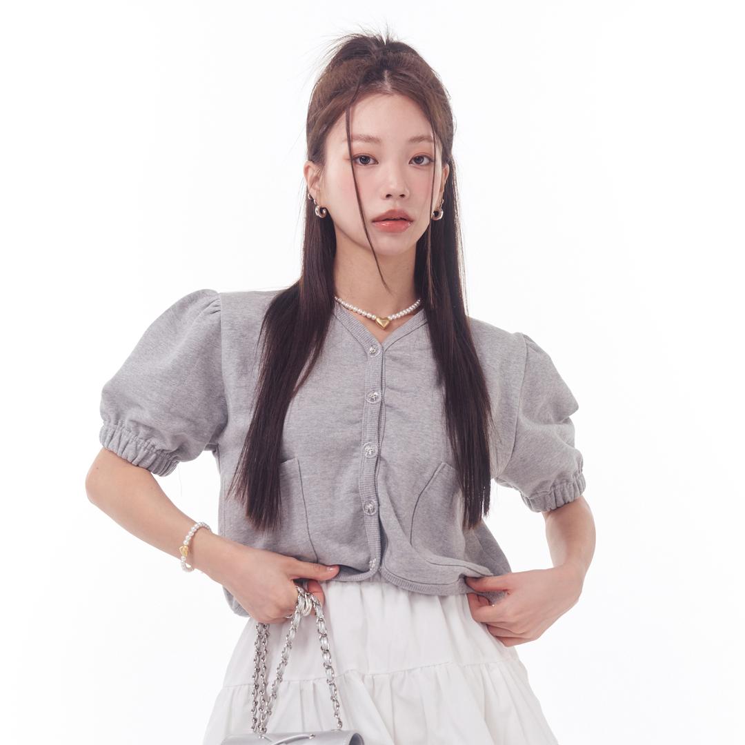 SWEAT PUFF CARDIGAN_GREY