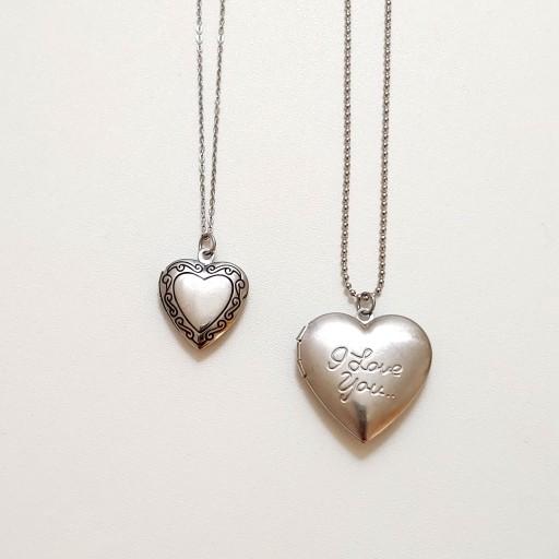 하트 써지컬스틸 사진 넣는 로켓 목걸이