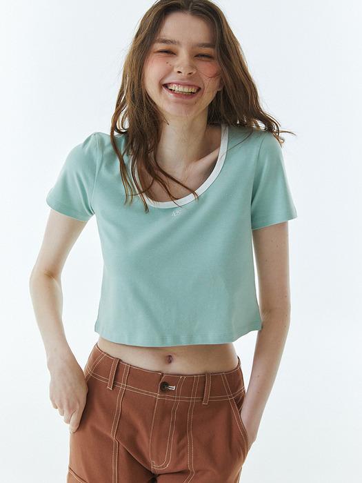 RVS Ringer Cropped T-Shirt Mint