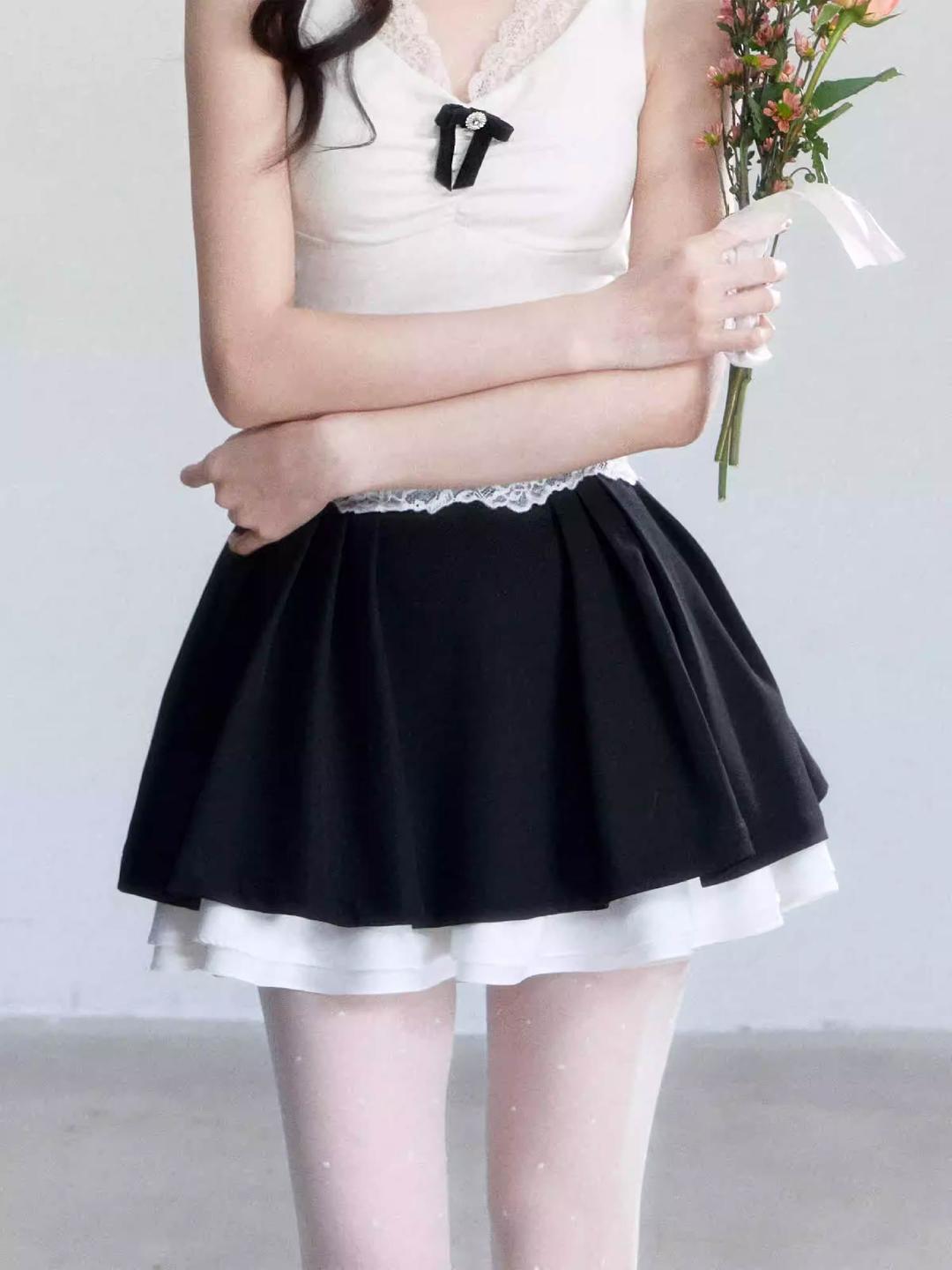 [FRAGILE HEART] Lotus Frill Layered Flare Skirt