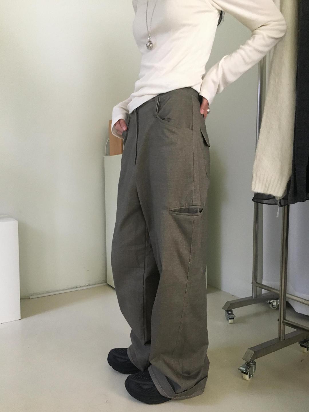 로우머 포켓 일자핏 코튼 팬츠 2color