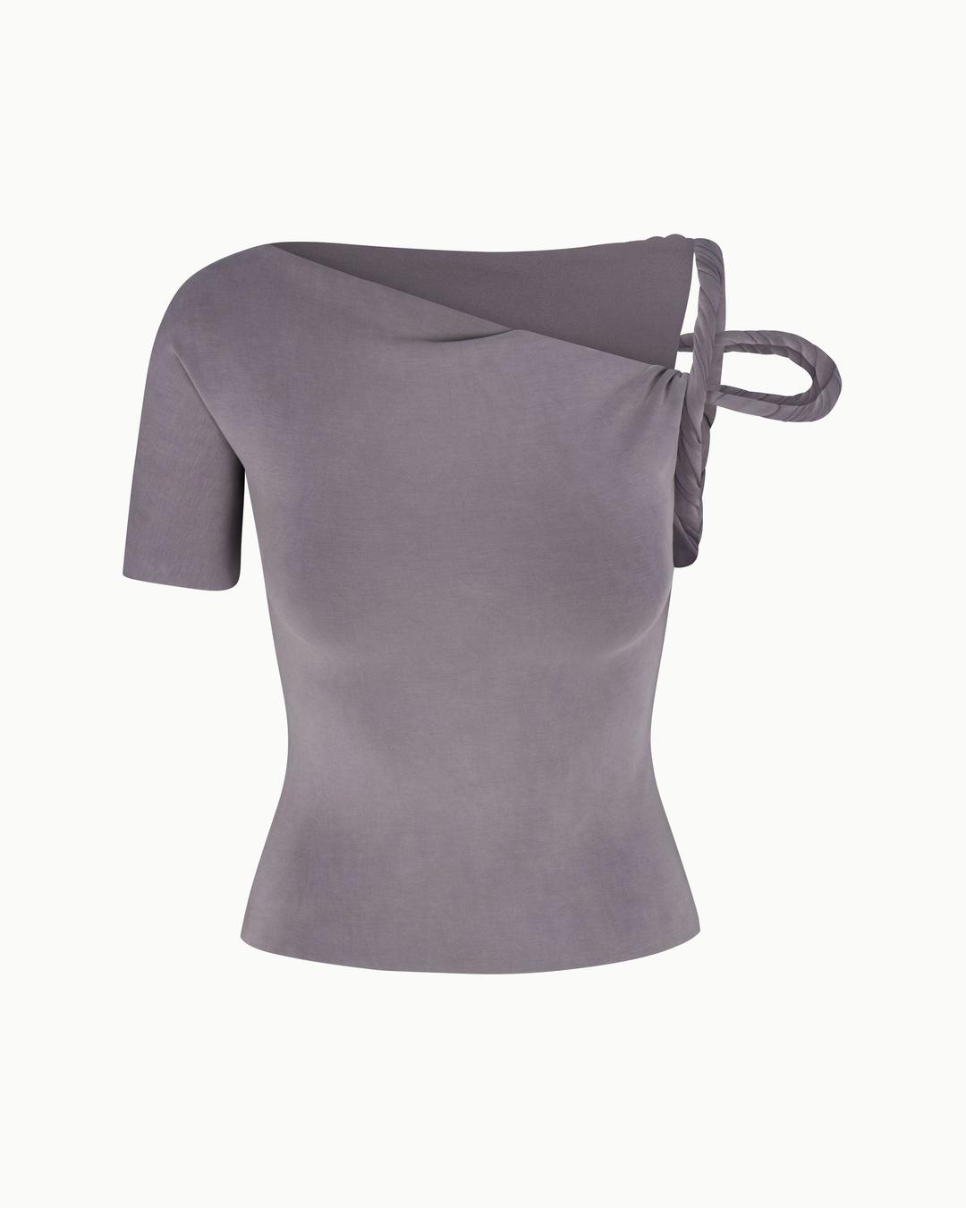 Sueded Stretch Twisted Top | Steel Grey - XXS