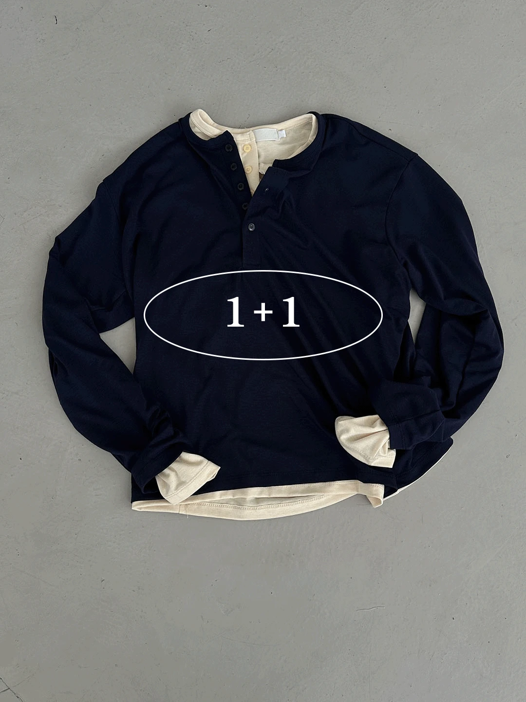 [1+1] Color henly neck long sleeves(8color)