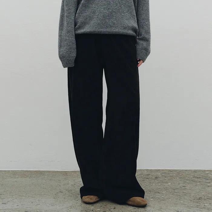 Corduroy Wide Banding Pants (Black)