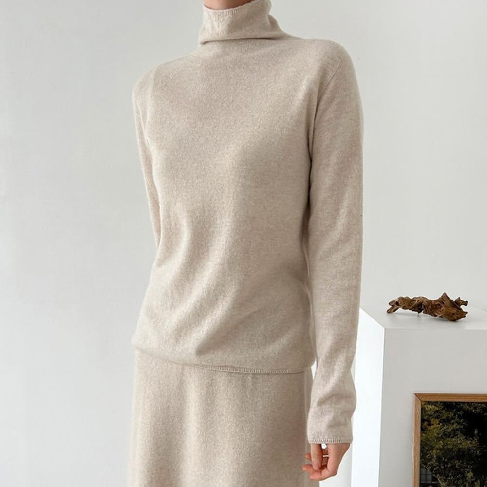 [30% 세일] 홀가먼트 티어 무지 터틀넥 폴라 니트 4컬러 캐시혼방 데일리