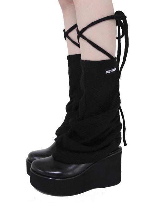 SQUARE KNIT SOCKS WARMER(BLACK)