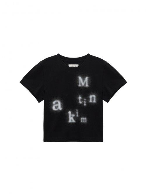MATIN BLURRED LOGO CROP TOP IN BLACK