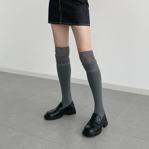 시스루 골지 배색 롱 삭스 [3color]