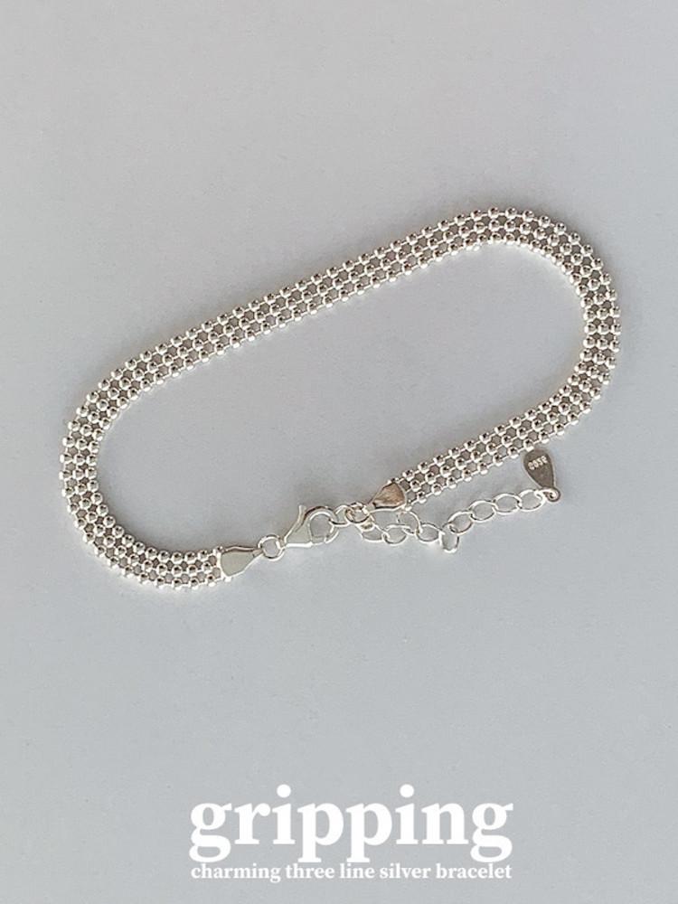 차밍 은볼 세줄 은팔찌 -그리핑 실버925 18k 실버볼 레이스 체인팔찌
