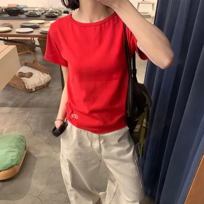 [2차] Ribbed Chain Logo T-Shirt (Red)