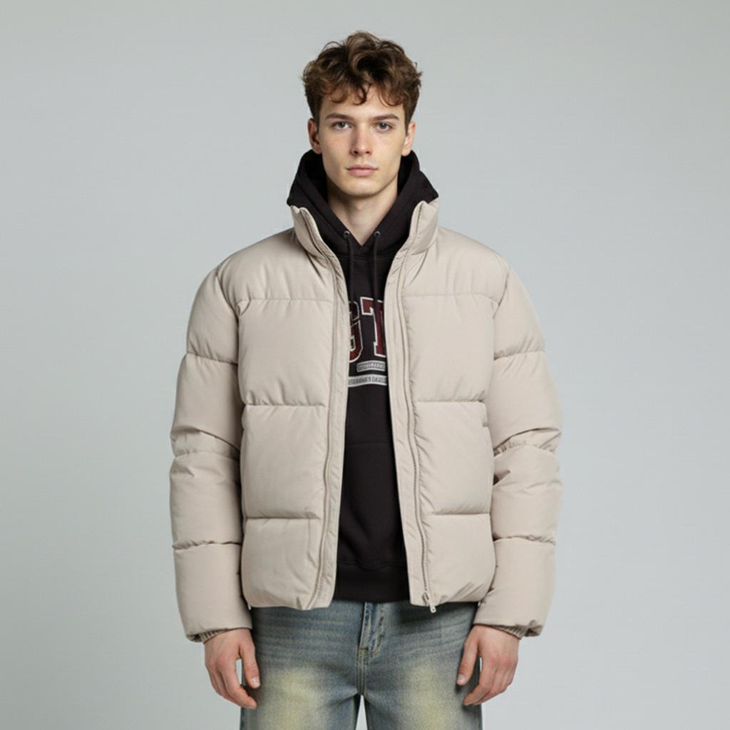 행텐 포레스트 하이넥 푸퍼 점퍼_그레이카키