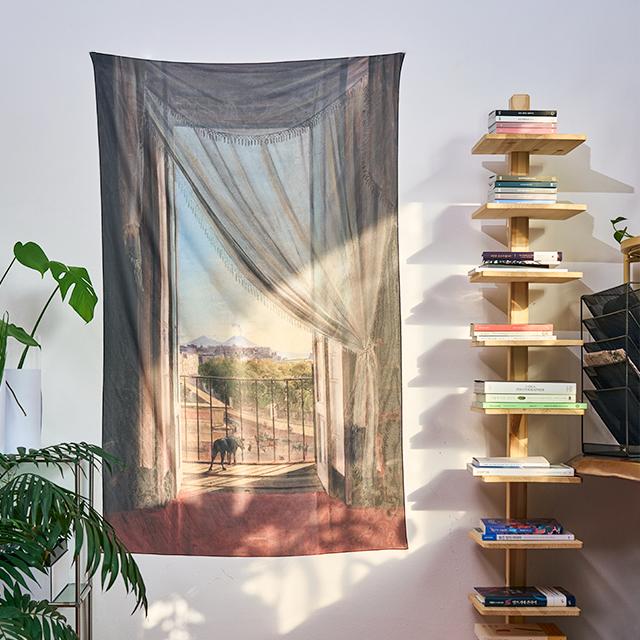 A View of Naples through a Window 쉬폰 패브릭 포스터 _L