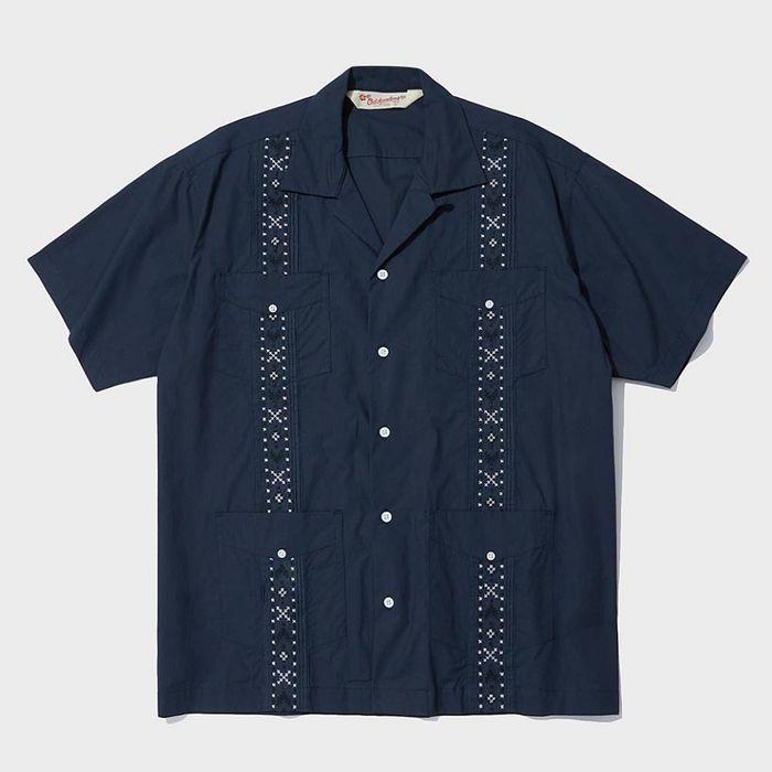 GUAYABERA CUBA EMD HALF SHIRT_NAVY