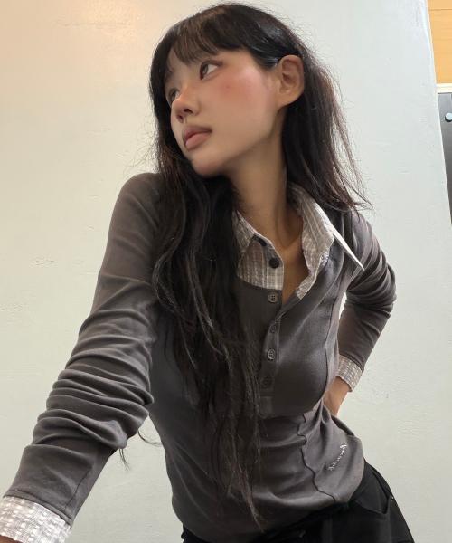 셔츠 레이어드 롱슬리브 (CHARCOAL) F25ZB023