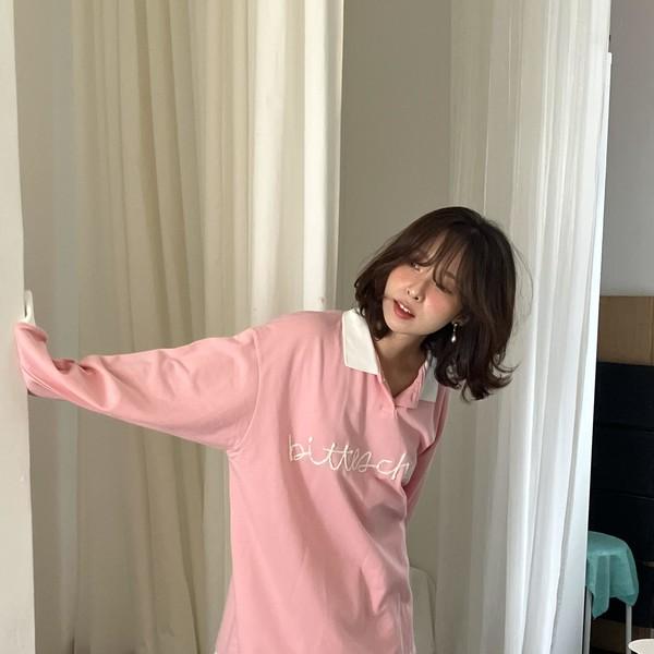 needles collar T-shirt 자수 카라 티셔츠 (2 colors)