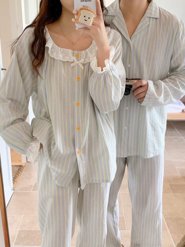 젤라또 커플잠옷 긴팔 스트라이프 홈웨어 파자마